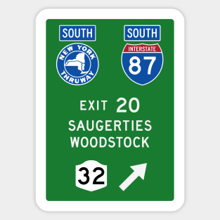 New York Thruway Southbound Exit 20: Saugerties Woodstock Catskills Sticker